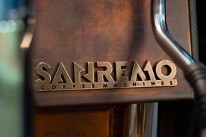 Sanremo Espresso Coffee Machine logo close-up