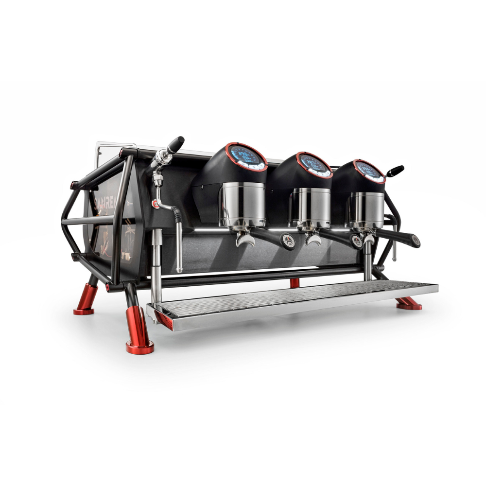 Sanremo Cafe Racer 3 groups Naked professional espresso machine, 3/4 view