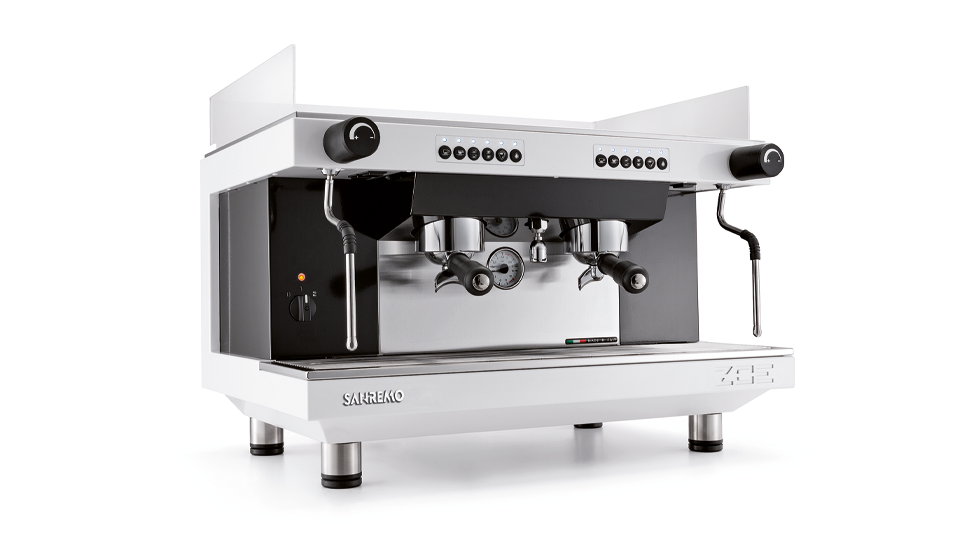 Sanremo Zoe 2 Group espresso machine in White angled 3/4 perspective